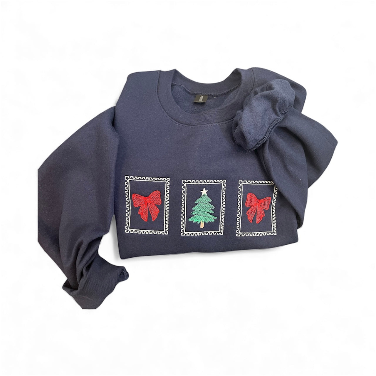 Christmas Stamps Navy Crewnecka