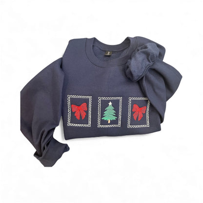 Christmas Stamps Navy Crewnecka